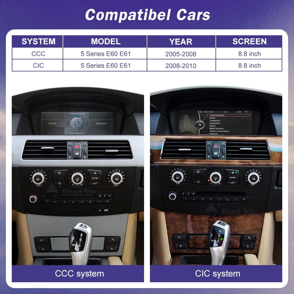 Wireless CarPlay Android Auto Car Multimedia Touch Screen For BMW 5 Series E60 E61 CCC/CIC | AUTOKITSHOP