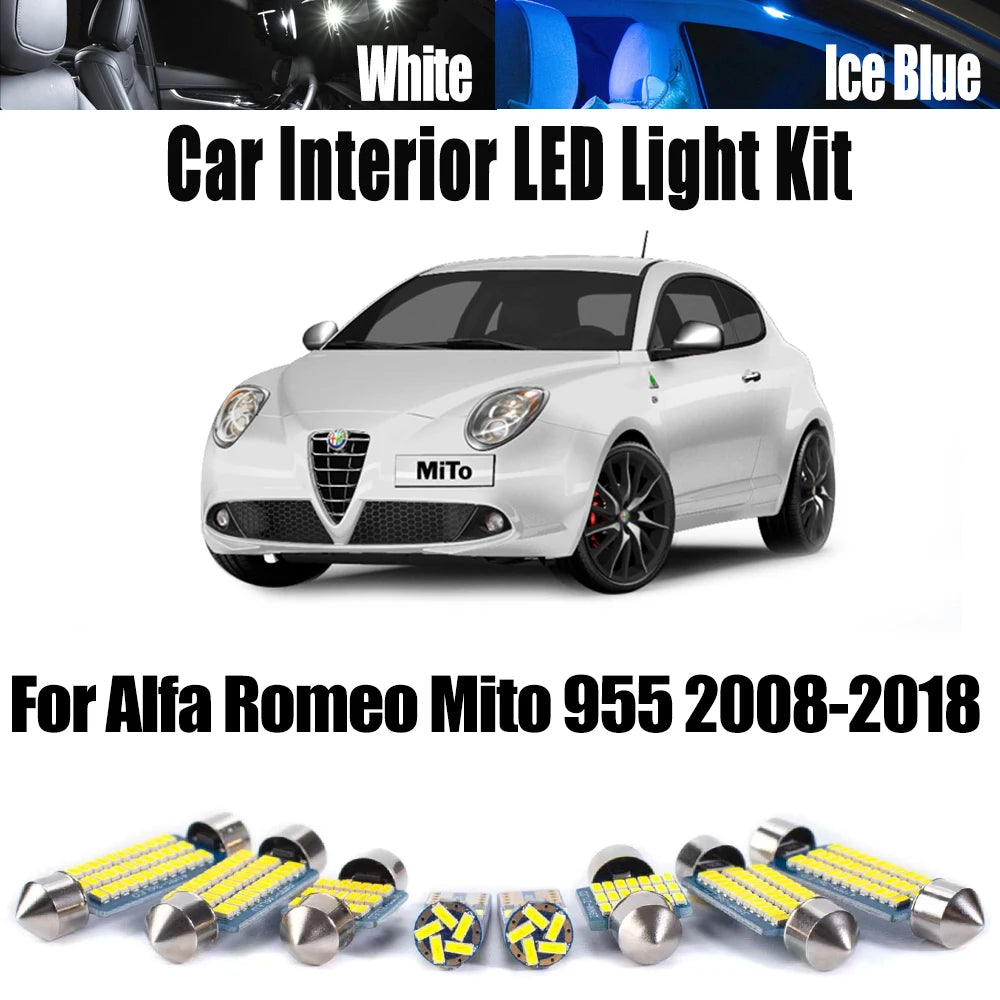 10-Piece LED Interior Light Kit for Alfa Romeo Mito 955 2008-2018 - Canbus Dome Map Door Trunk Bulbs | AUTOKITSHOP