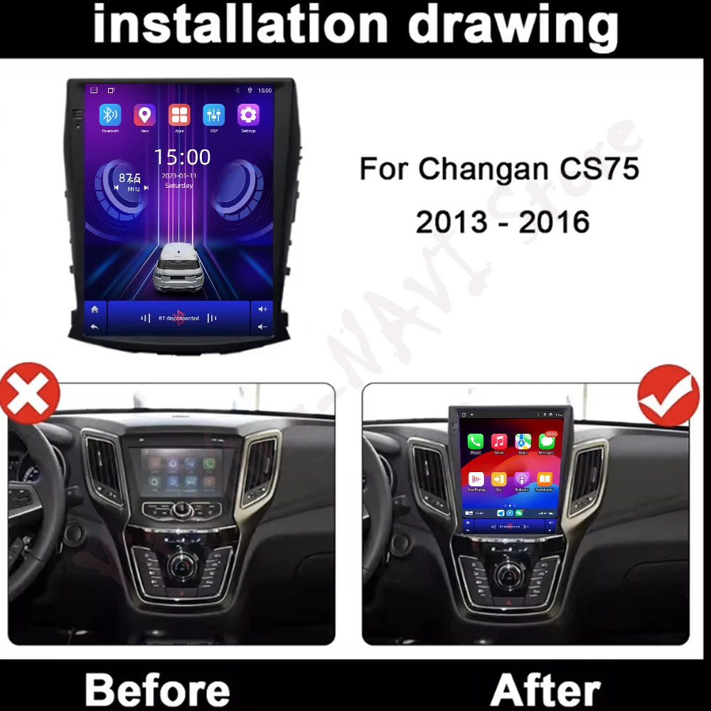 Android 16 Car Radio for Changan CS75 2013-2016 GPS Navigation Touch IPS Screen Multimedia