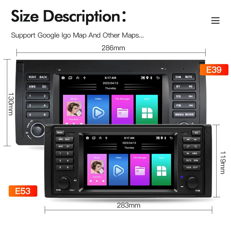 SZLELV For BMW 5 Series E38 E39 X5 E53 M5 1996-2004 Car Radio Multimedia Player Android 15