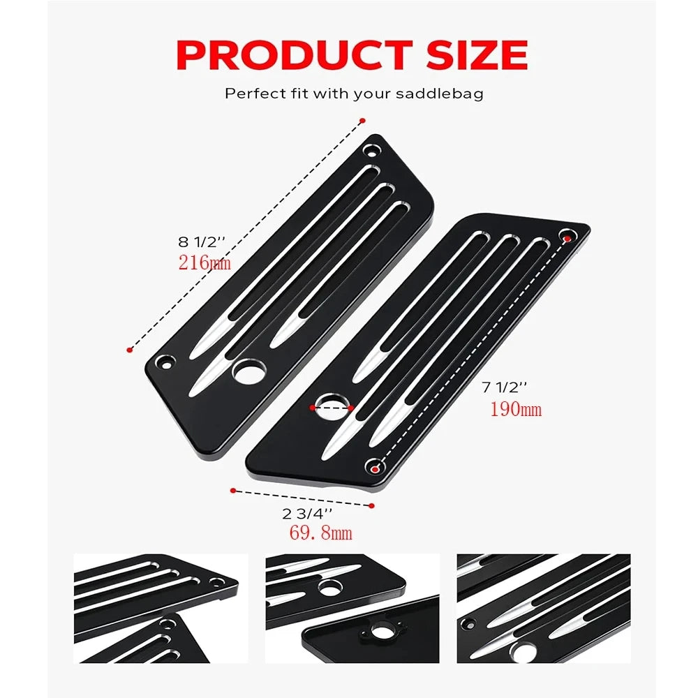 Motorcycle Black Saddlebag Latch Cover Hard Panel Replacement For Harley Touring FLHR FLHX FLHT  - Automotive LED Light