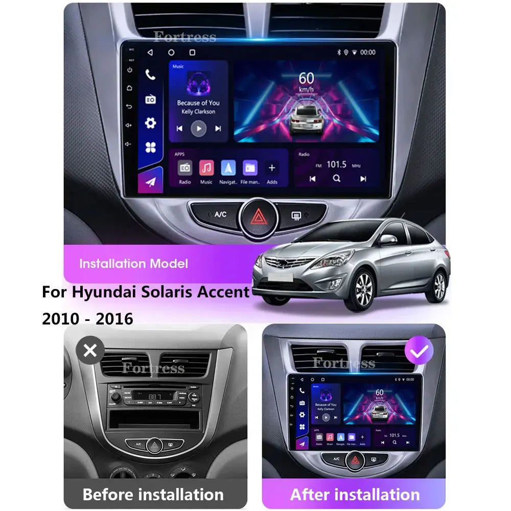 Android 16 Car Radio For Hyundai Solaris Verna Accent 1 2010 - 2016 Multimedia Video Playe