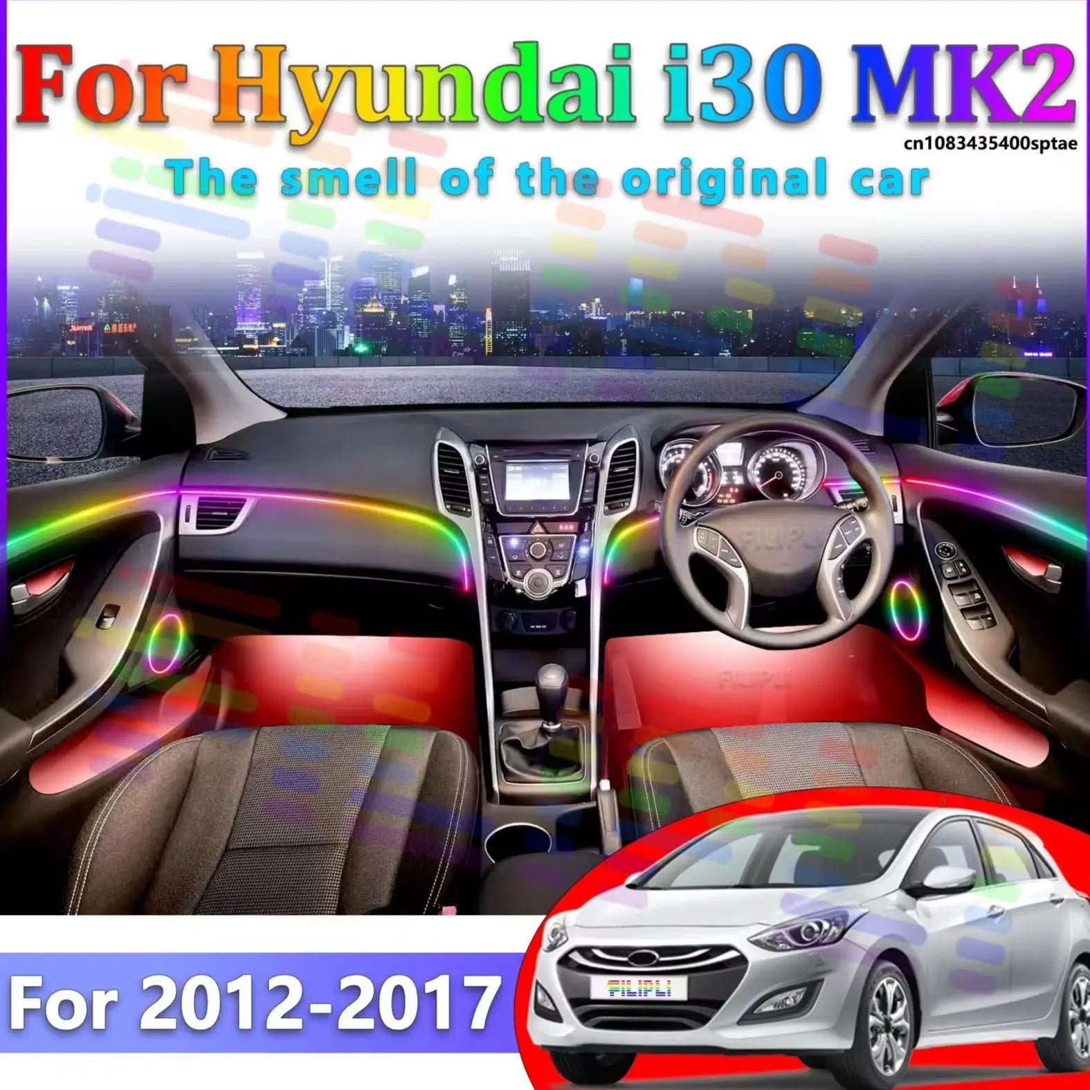 64 RGB - Neon Strip - for Hyundai 2012-2017 - App Control - Car Interior Lighting | AUTOKITSHOP
