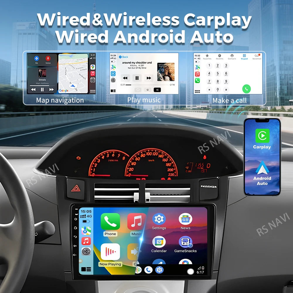 Android 16 For Toyota Yaris XP90 2005 - 2012 2K QLED Android Car Radio Multimedia Video Pl