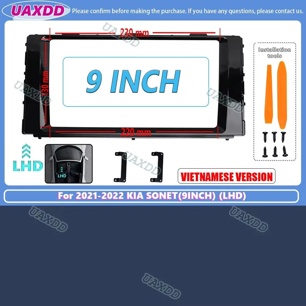 For 2021-2022 KIA SONET 9INCH LHD VIETNAMESE VERSION 2 Din Car radio Android frame fascia