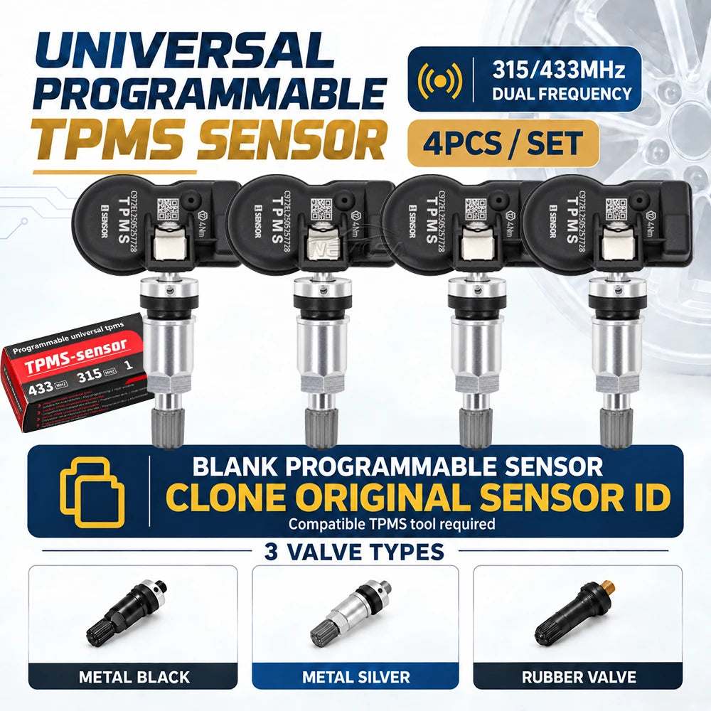 Universal Programmable TPMS Tire Pressure Cloning Original Sensor ID 315MHz 433MHz Work With TS5 - Automotive LED Light