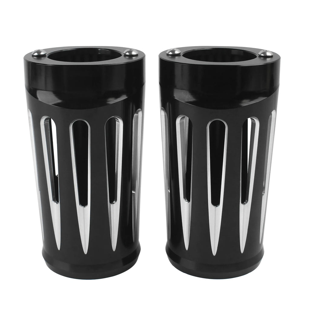 Black CNC Cut Aluminum Motorcycle Fork Boot Slider Cover For Harley Touring Electra Street Road  - Automotive LED Light