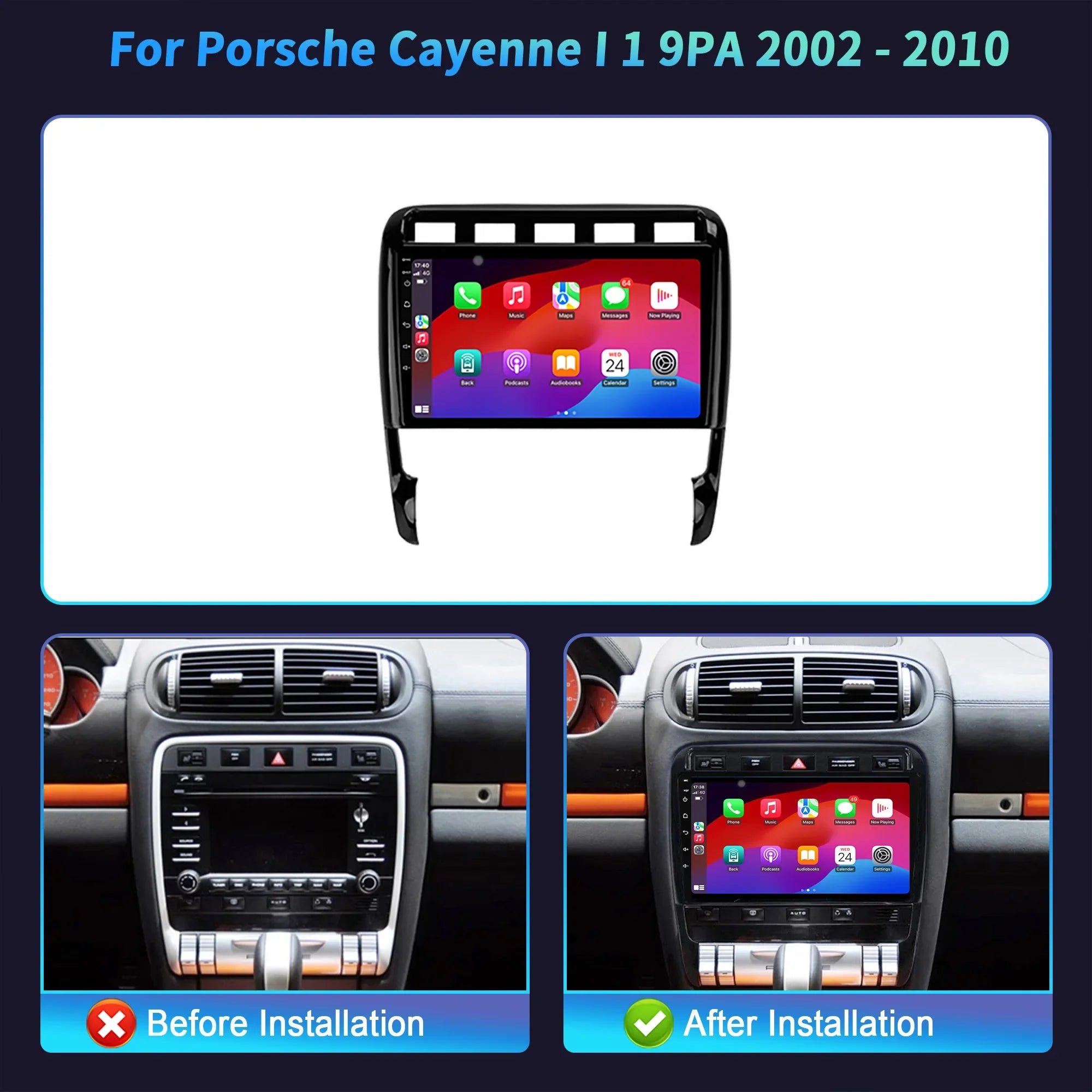 Car Radio For Porsche Cayenne I 1 9PA 2002-2010 Android 14 Wireless Bluetooth Carplay Touc