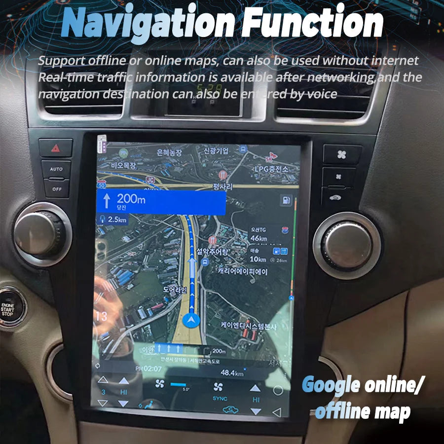 Android 14 Screen For Toyota Highlander 2007-2013 Navigation Auto Car Radio Multimedia Vid