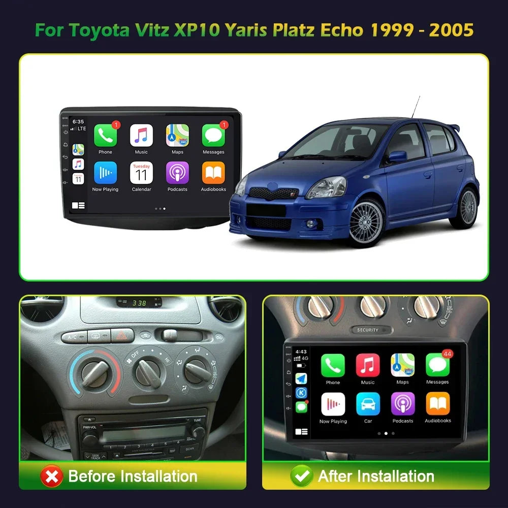 For Toyota Vitz XP10 Yaris Platz Echo 1999-2005 Car Radio Multimedia Video Player Navigati