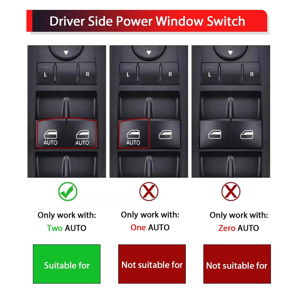 Master Power Window Switch Driver Side for Dodge Charger Journey Ram 1500 2500 3500 Chrysler 200 - Automotive LED Light