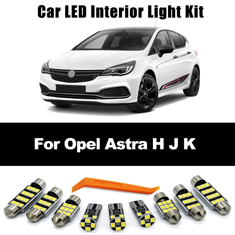 13Pcs Car Bulbs LED Interior Indoor Light Kit For Opel Vauxhall Astra H J K GTC OPC 2004- 2015 2016 2017 2018 2019 2020 2021