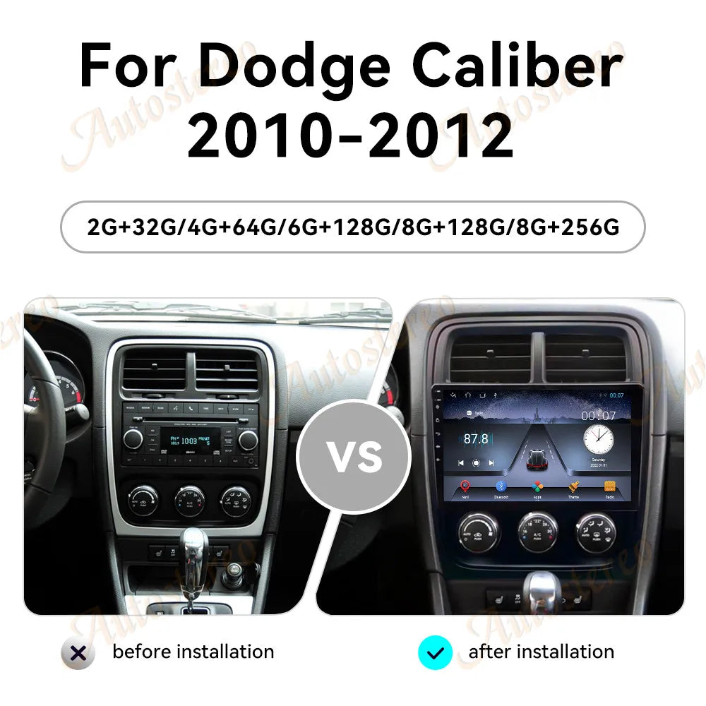 9 Inch Android 14 Carplay Radio For Dodge Caliber 2010-2012 Car GPS Navigation Stereo Head