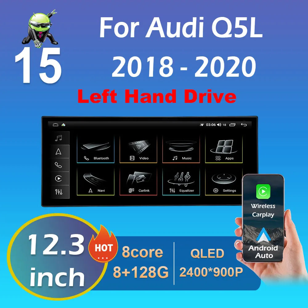 Car for Audi Q5L 2018 2019 2020 Multimedia Audio Player Android 15 Touch Screen Bluetooth  | AUTOKITSHOP