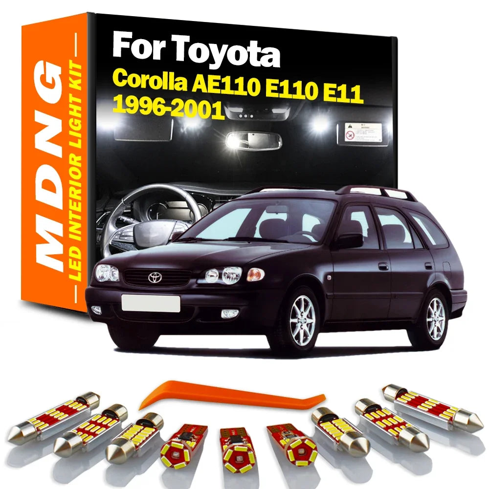 9-Piece LED Interior Light Kit for Toyota Corolla AE110 E110 E11 1996 - 1998 - Canbus Dome Map Door Trunk Bulbs | AUT...