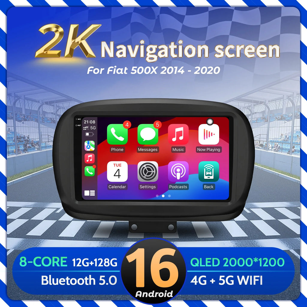 9 inch Car Radio Android 16 For Fiat 500X 2014-2020 BT Carplay Multimedia Navigation Head