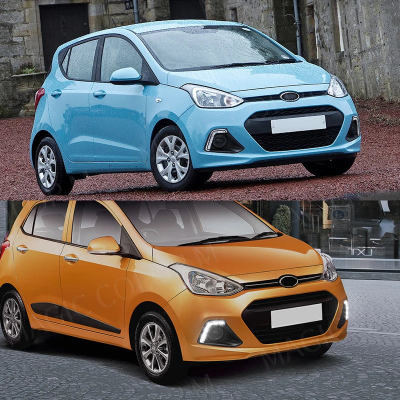 For Hyundai I10 GRAND 2014 2015 2016 DRL Daytime Running Lights Led Fog Lamp Bezel White W | AUTOKITSHOP