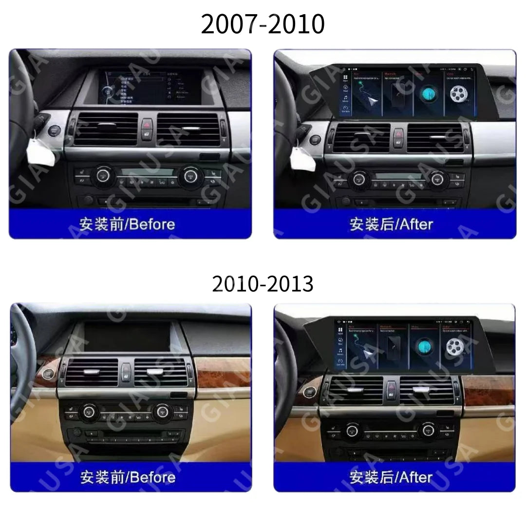 Square Blade Screen 12.3 For BMW X5/X6 2007-2013 CIC System E 70/E71 Android Carplay Car M
