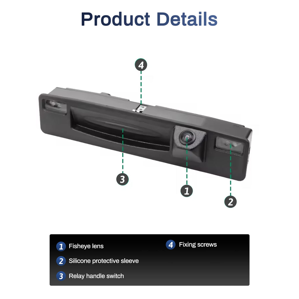 CVBS 1080P AHD 1920x1080P/720P AHD 1280x720P 170°Car Rear Trunk Handle Camera For Ford Foc