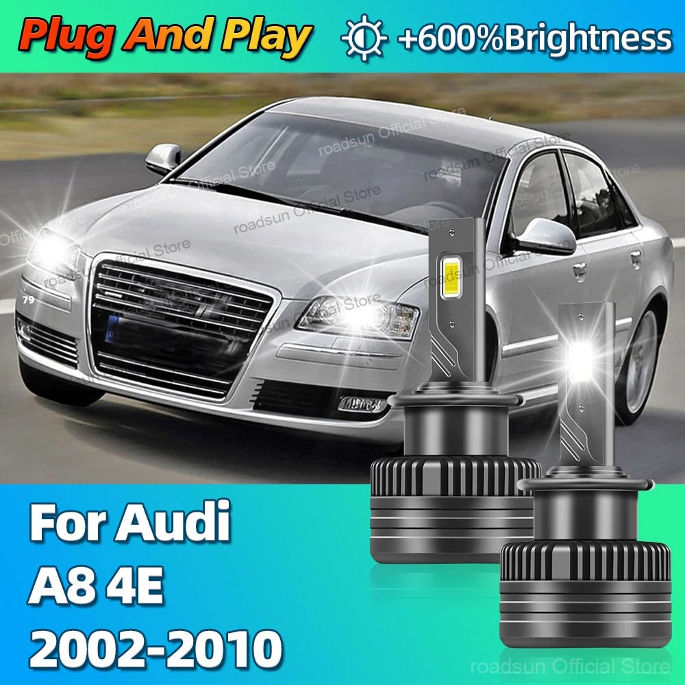 LED Headlight HID D2S Bulbs Canbus Car Light 30000LM Bright For Audi A8 4E 2002 2003 2004