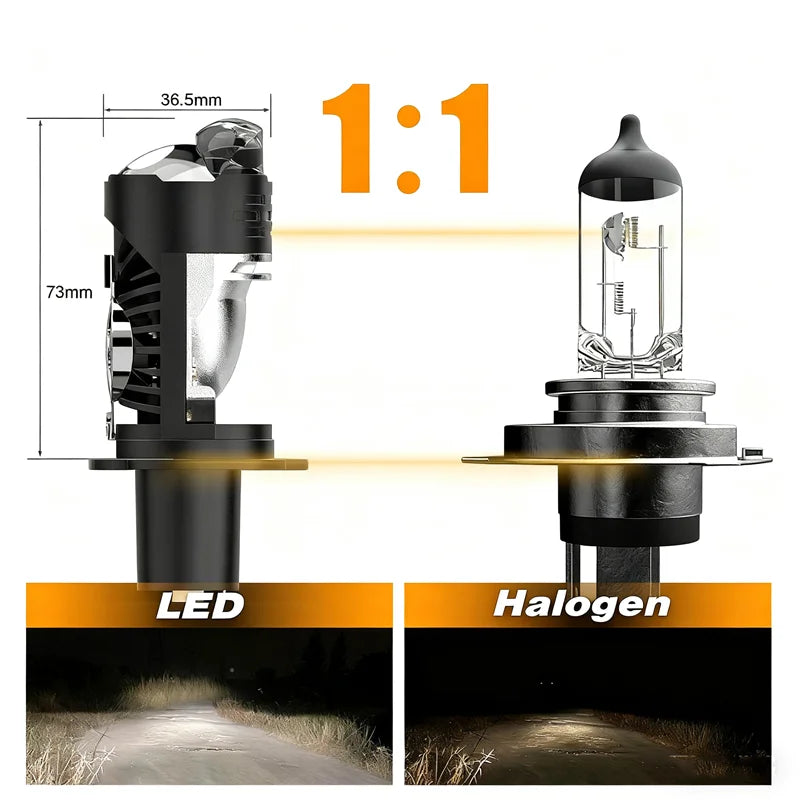 300W 35000LM Projector H4 9003 HB2 LED Lens Car Headlight Bulbs Canbus Turbo Lamps High/Lo