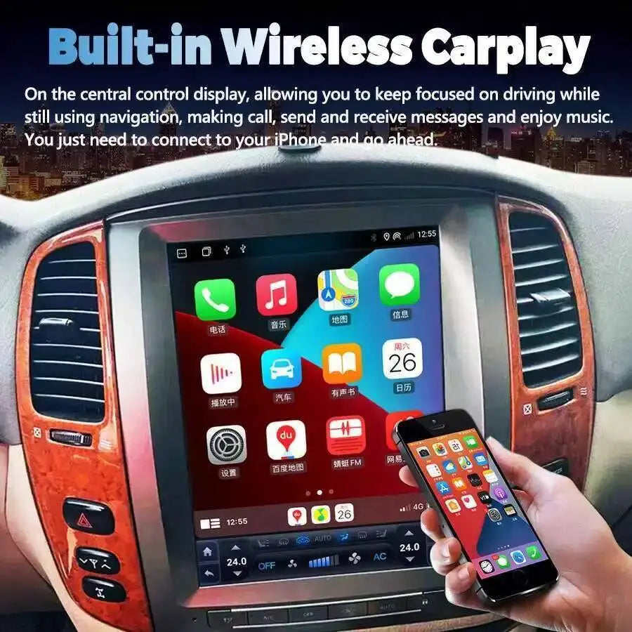 12.1'' Multimedia Video Player Android 15 Screen GPS For Toyota Land Cruiser 100 Sahara lc