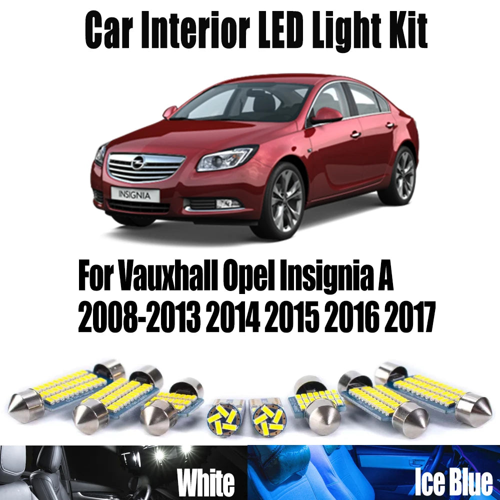 20-Piece LED Interior Light Kit for Vauxhall Opel Insignia A 2008-2016 - Canbus Dome Map Door Trunk Bulbs | AUTOKITSHOP