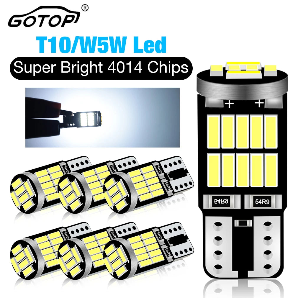 2/6x W5W T10 Led Bulbs Canbus 4014 SMD 6000K 168 194 Led Car Parking Position Interior Dom