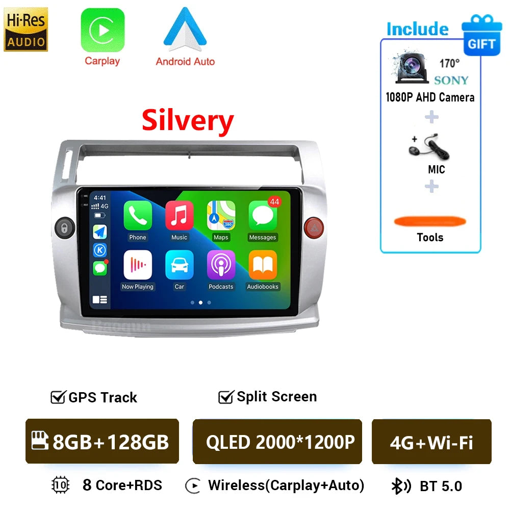 Android 16 For Citroen C4 C-Triomphe Quatre 2004-2014 Navigation GPS Multimedia Car Radio