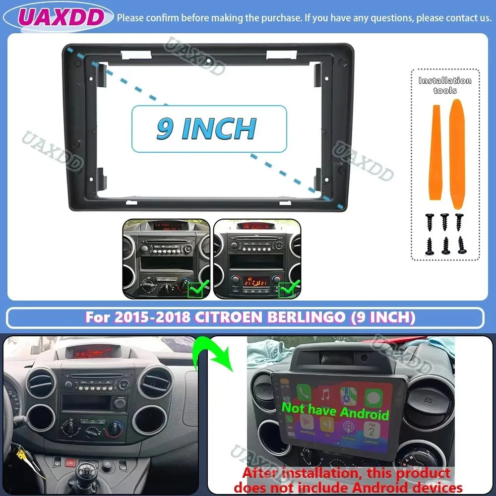 For 2015-2018 CITROEN BERLINGO PEUGEOT PARTNER 9INCH Car stereo radio Android frame panel