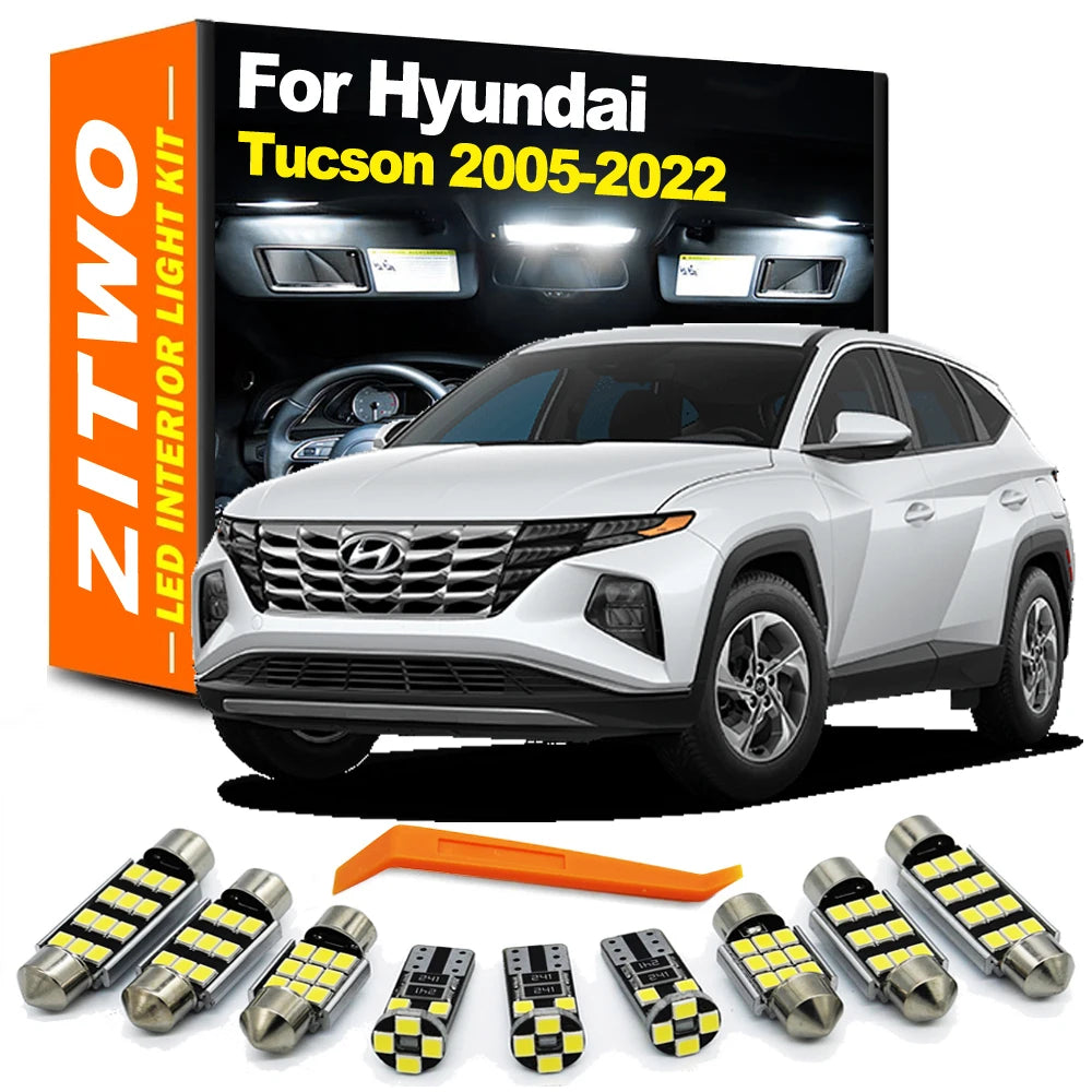 ZITWO Car Accessories LED Interior Bulb Kit For Hyundai Tucson 2005- 2019 2020 2021 2022 2023 2024 Dome Map Reading Plate Light