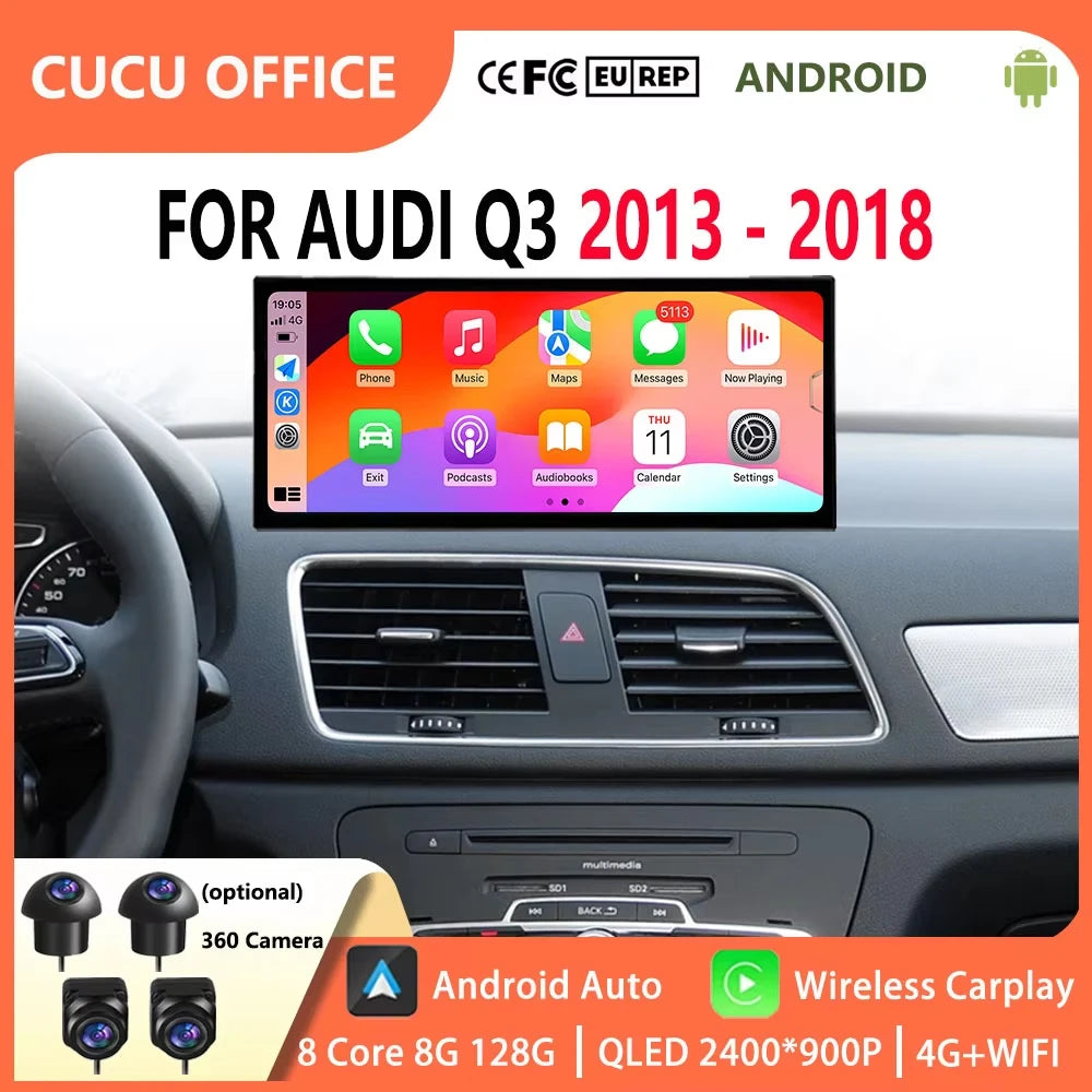 Android 15 for Audi Q3 2013 - 2018 Wireless Carplay 4G GPS Navigation Car Video Multimedia | AUTOKITSHOP