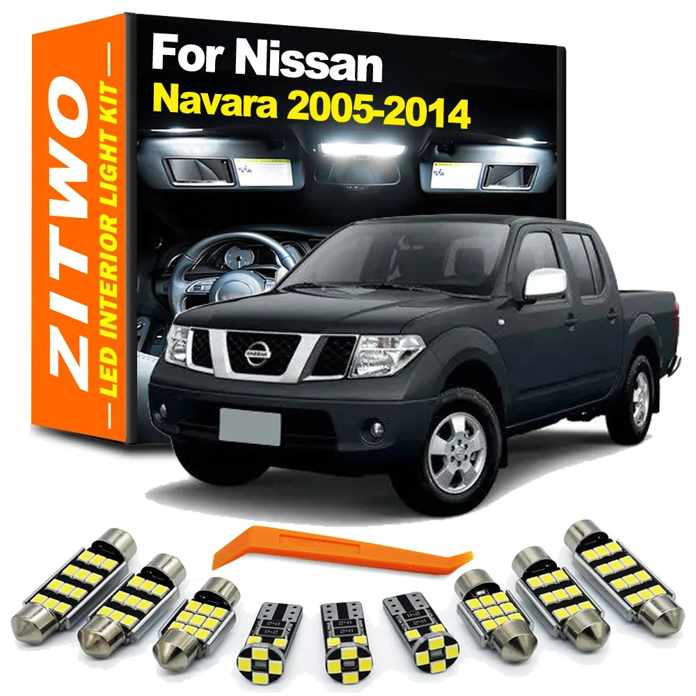 ZITWO 9Pcs Vehicle LED Interior Light License Plate Lamp Kit For Nissan Navara 2005- 2007 2008 2009 2010 2011 2012 2013 2014