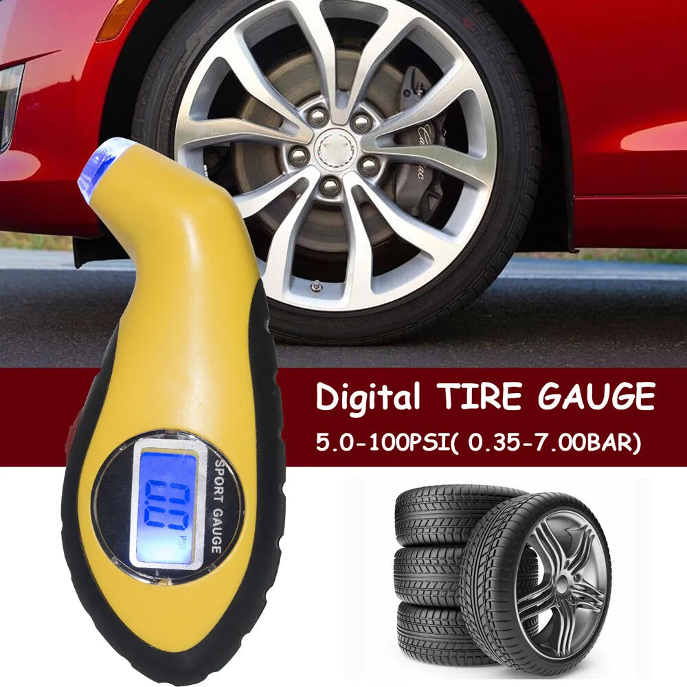 Portable Digital LCD Tyre Air Pressure Gauge Tester Tyre Gage 5.0-100PSI For Auto Car Moto