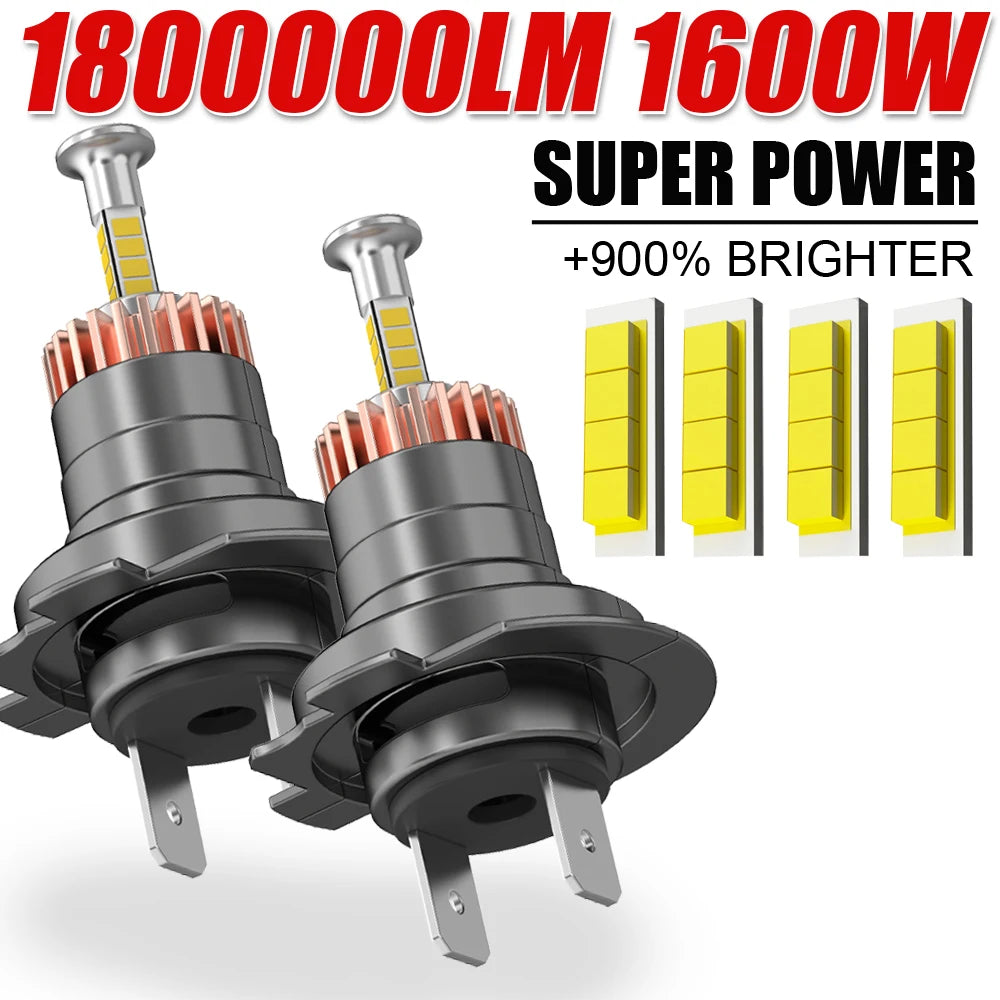 1600W 360 H7 LED Car Headlight Bulb Canbus 1800000LM Light for Car Turbo Mini Size H7 LED
