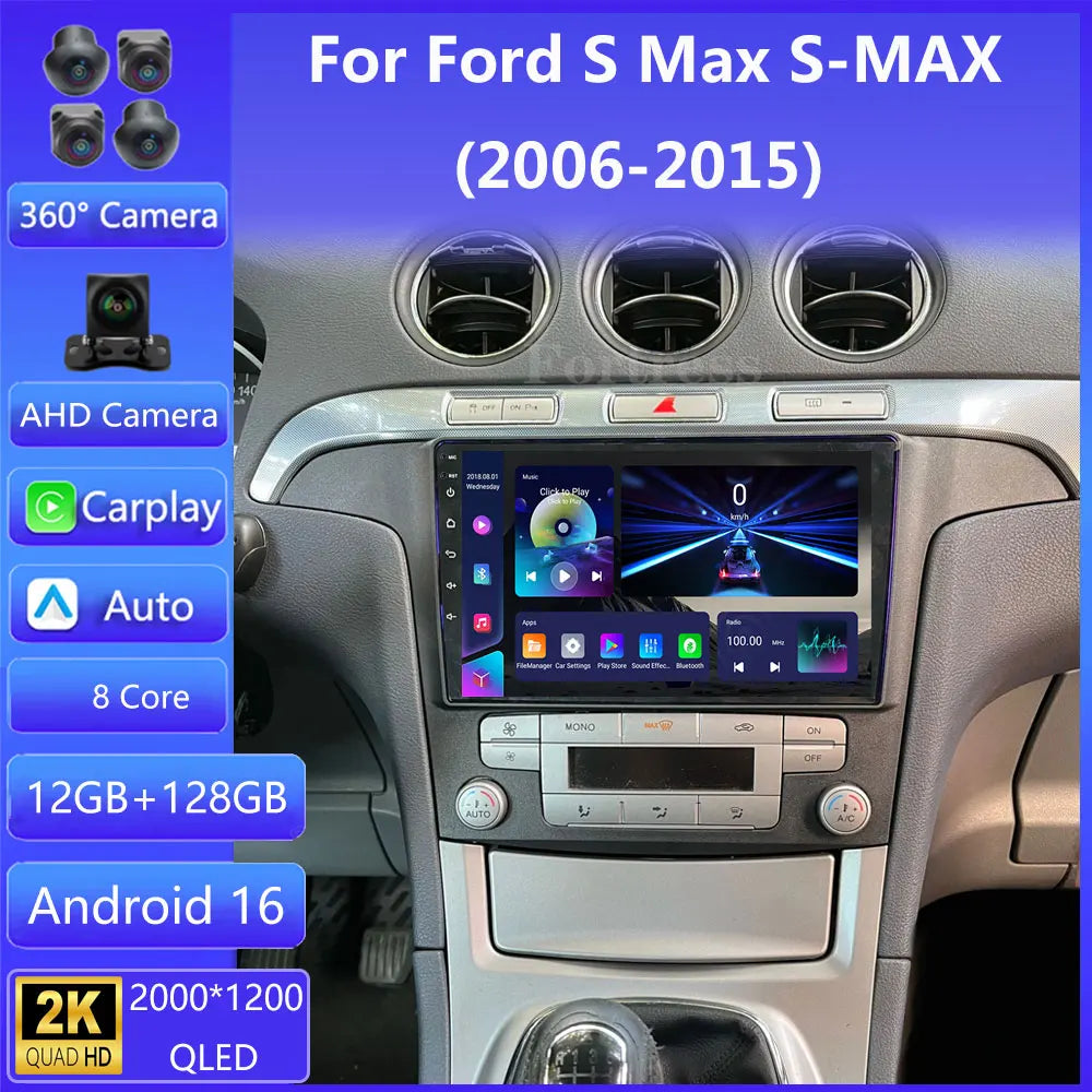 Android 16 Car Radio For Ford S-MAX S MAX 2006-2015 Multimedia Navigation GPS Stereo Head
