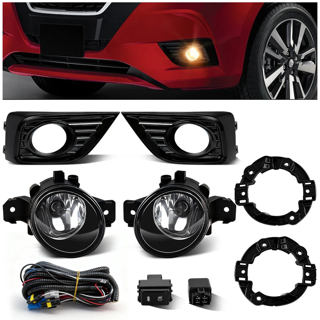Fog Lamps For Nissan March 2021 2022 Car Front Bumper Daylights DRL Halogen Foglights with | AUTOKITSHOP