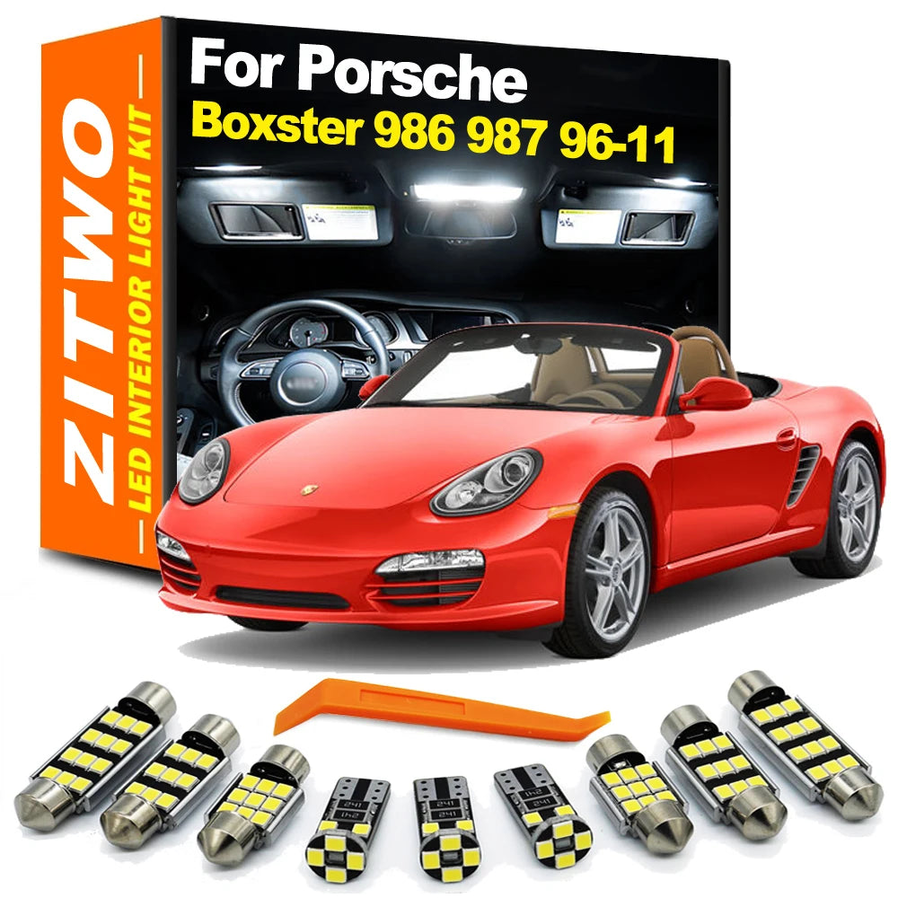 ZITWO 14Pcs Canbus LED Interior Map Trunk Light Kit For Porsche Boxster 986 987 1996- 2008 2009 2010 2011 Car Bulbs Accessories