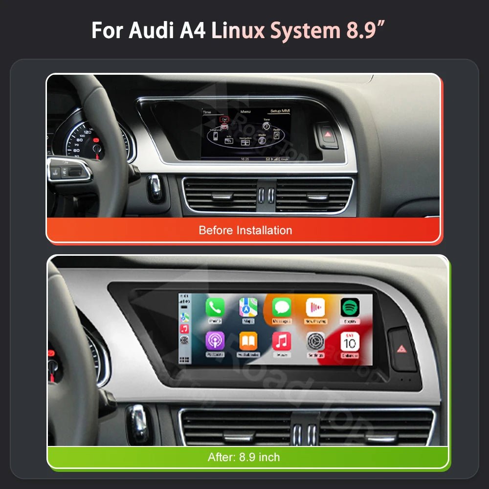 8.9' Linux Touch Screen Multimedia Display For Audi A4 2009-2015 with Wireless CarPlay And | AUTOKITSHOP