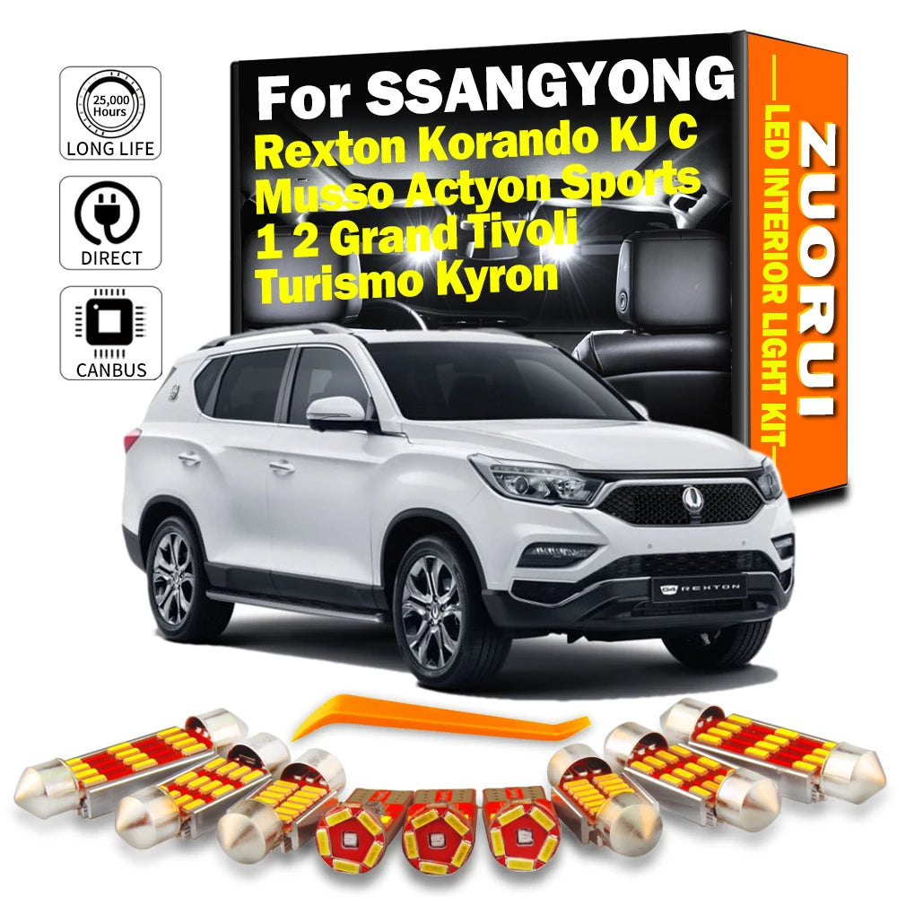 LED Interior Light Kit for SSANGYONG Rexton Korando KJ C Musso Actyon Sports 1 2 Grand Tivoli Turismo Kyron Car Led B...