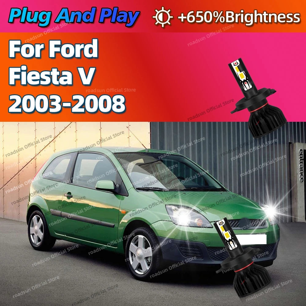 LED Headlight CSP Chip H4 Bulb 6000K Bulbs Turbo Car Light 12V For Ford Fiesta V 2003 2004