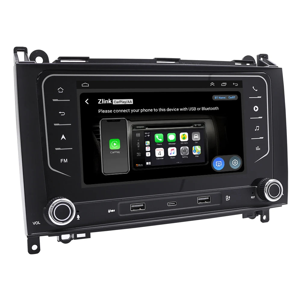 7" Car Radio GPS for Mercedes-Benz 2002-2012 - Wireless CarPlay Android Auto Bluetooth Steering Control