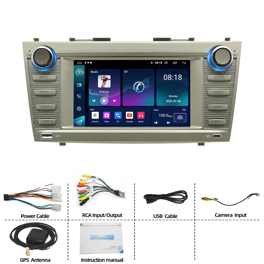 7" Android Car Radio GPS for Camry 2006-2011 - Wireless CarPlay Android Auto Bluetooth Steering Control