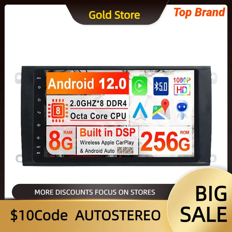 Android 14 Carplay Car No DVD Player GPS Navigation For Porsche Cayenne 2003-2010 Auto Rad