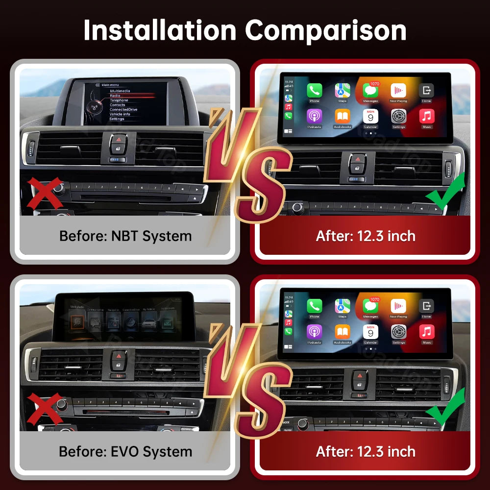 RoadTop Wireless CarPlay Android Auto Multimedia Linux Screen For BMW Series 1 2 F20 F21 F | AUTOKITSHOP