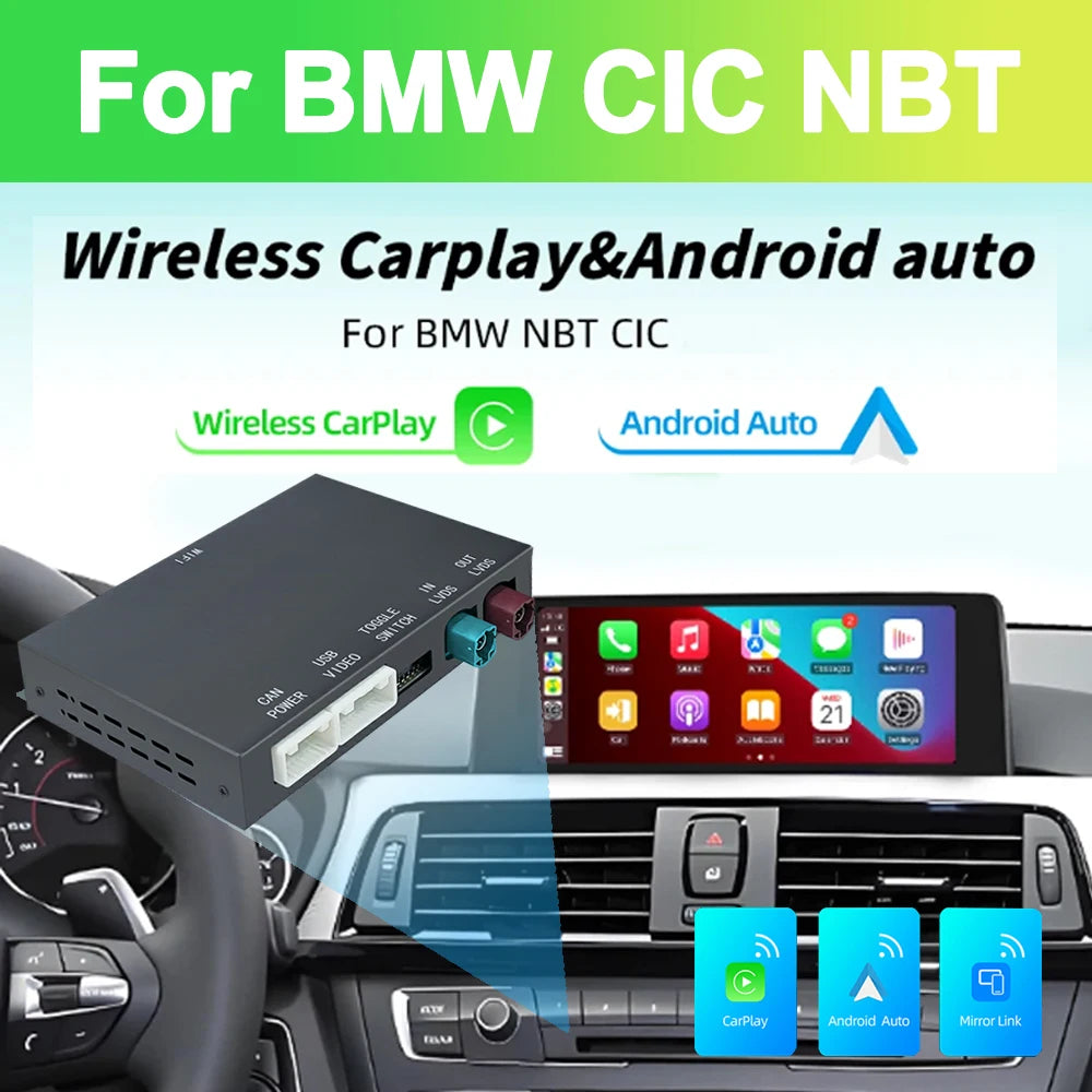 Wireless Carplay Android Decoder for BMW CIC System NBT ID4 System Support Android Auto Mi