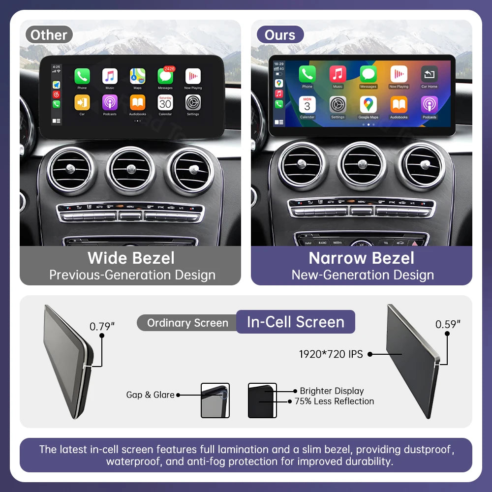 CN 12.3" Linux Touch Screen for Mercedes Benz W205 GLC C V Class V447 GLA CLA NTG5.0 2015-
