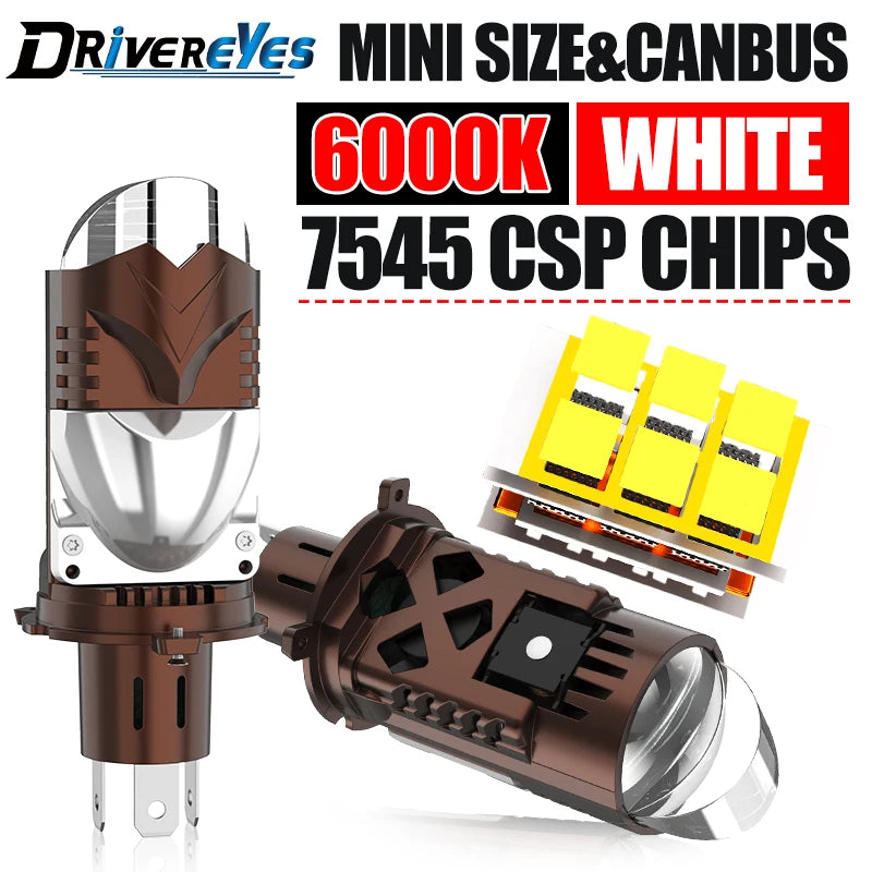 H4 LED Headlight Bulb Projector Lens Ultra Bright 9003/HB2 Hi/Low Beam Apply For Motorcycl