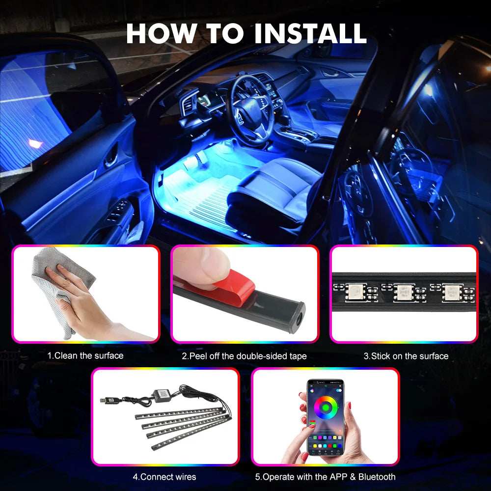 RGB - Ambient Light - App Control - Car Interior Lighting