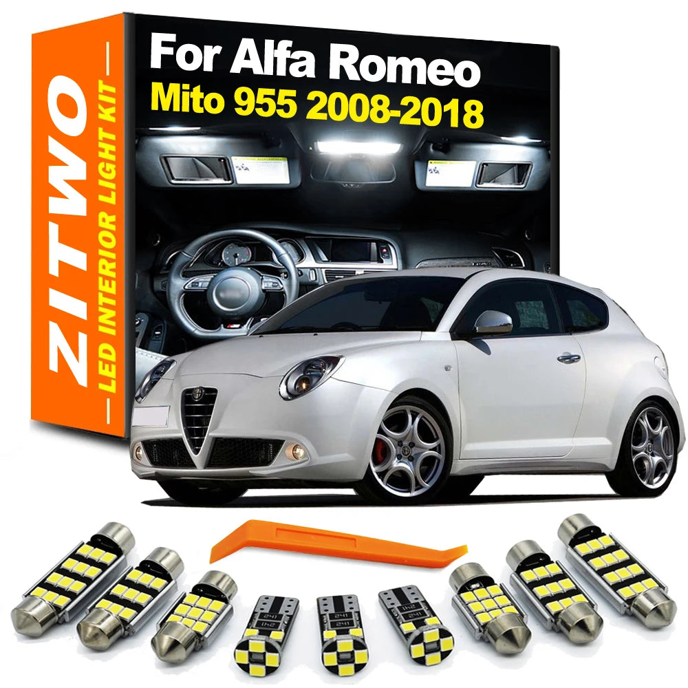 10Pcs Canbus LED Bulb Interior Dome Map Door Light Kit For Alfa Romeo Mito 955 2008 2009 - 2015 2016 2017 2018 Car Accessories